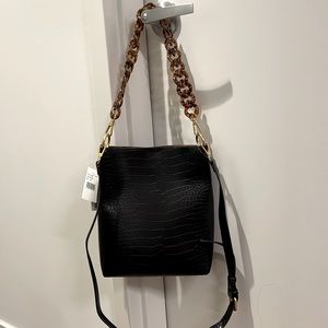 Black Croc Mini Tote Bag
